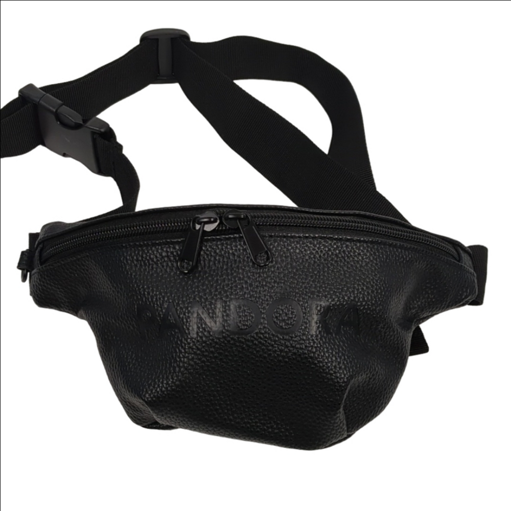 PANDORA Fanny Pack Waist Bag Black Strap Front Zippered